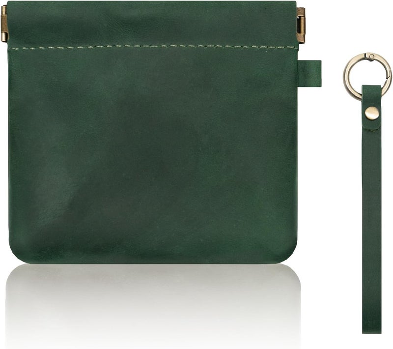 Aesthestyle Leather Coin Purse with Wristlet, Coin Pouch with Dual Interlayer, Card and Change Organizer, Change Purse no Zipper, Squeeze Coin Wallet, Handmade Genuine Leather Pouch For Men/Women - Image 1